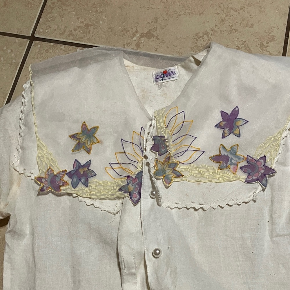 White Blouse with Floral Embroidery
